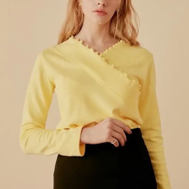 엽페 YUPPE 셔링 크로스 티셔츠 55~66