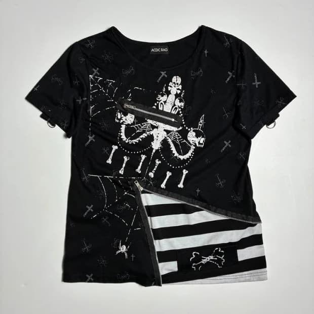 ACDC RAG 샹들리에 해골 그래픽 펑크 반팔 티셔츠 R2963