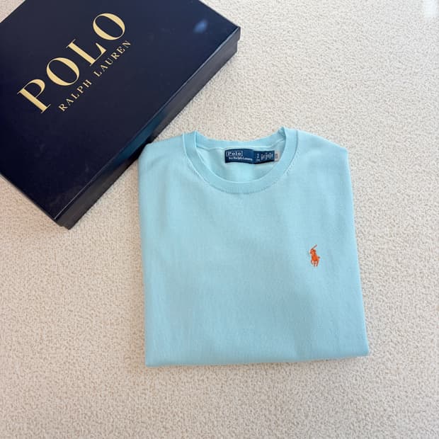 폴로랄프로렌 민트 숏 슬리브 크루넥 스웨터