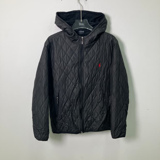 폴로 랄프로렌 블랙 후드 퀄팅 자켓 