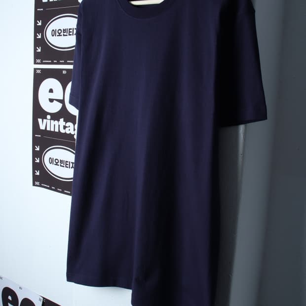 (XL-2XL) 논스탁 반팔 티셔츠 USA 네이비 무지-H35549