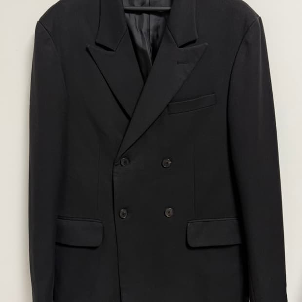 블랙 더블 버튼 블레이저(오버핏)