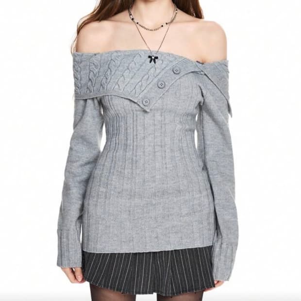 오프숄더 니트 옾숄