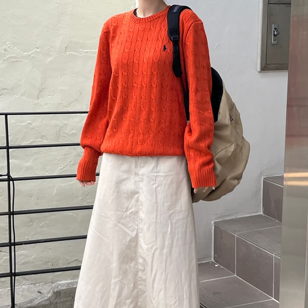 POLO RALPH LAUREN SILK 100% Cable Knit