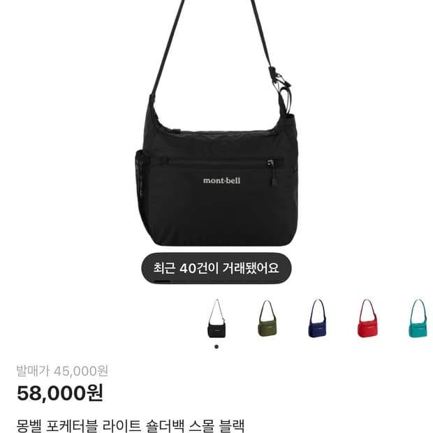 몽벨 포케터블 라이트 숄더백 스몰 블랙