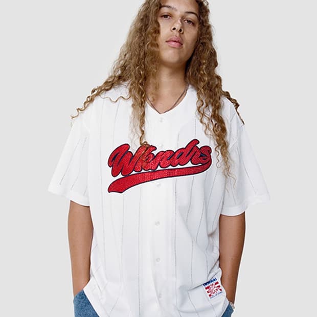 위캔더스 RHINESTONE BASEBALL JERSEY 저지 티셔츠 L