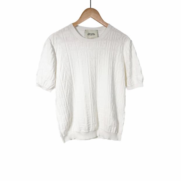 [50] 펜디 x 마크 제이콥스 남성 FF로고 반팔 니트 티셔츠 화이트