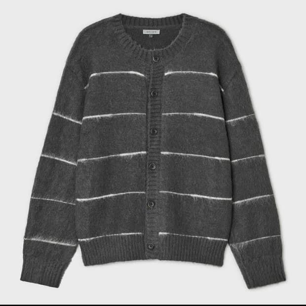 벨리에 25FW 브러쉬드 탐 가디건 그레이 스트라이프 04/100