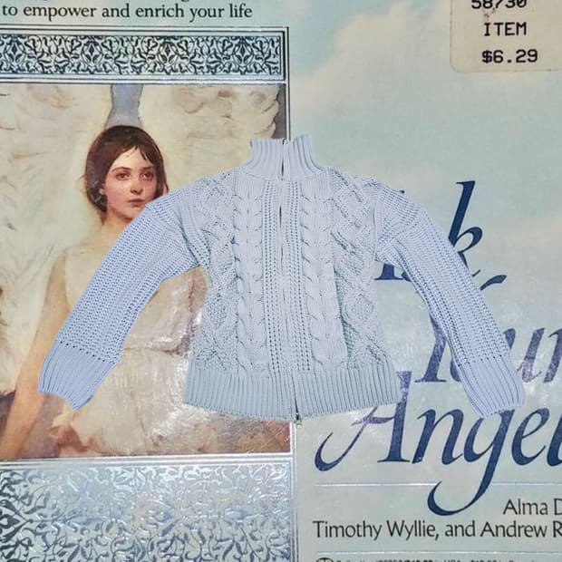 유스크루 하이넥 헤일리 니트 집업 스카이 블루