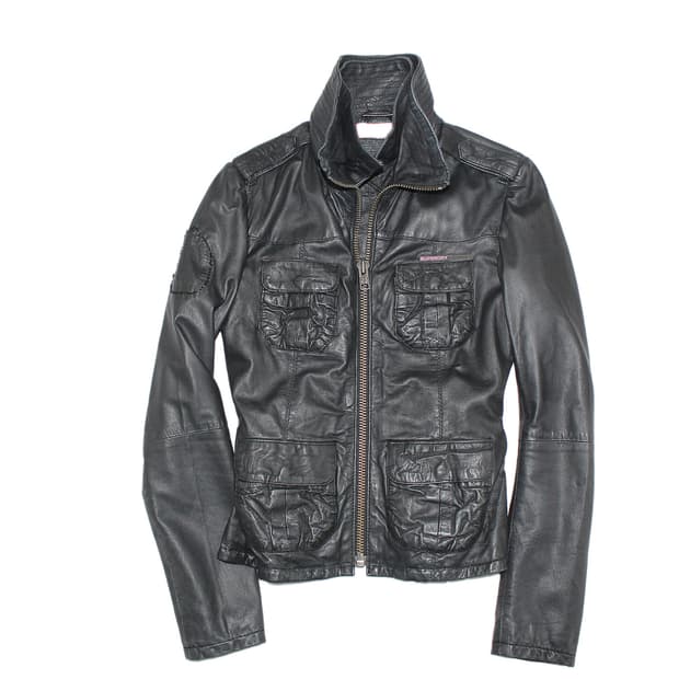Superdry 수퍼드라이 더블넥 램스킨 레더 바이커 자켓