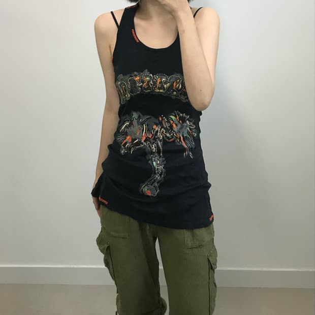 파라수코 자수 패치 나시