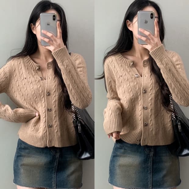 타미힐피거 케이블 가디건