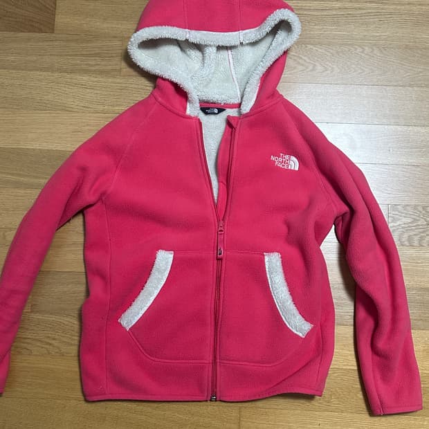 노스페이스 핑크 후드 플리스 집업
