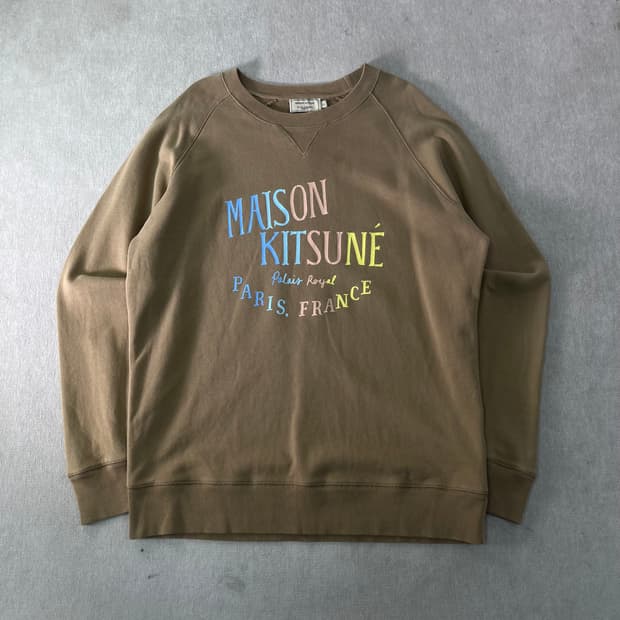 100 메종키츠네 24FW 빅로고 베이지 맨투맨