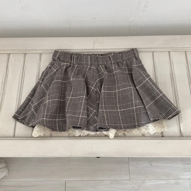 Mute brown check mini skirt