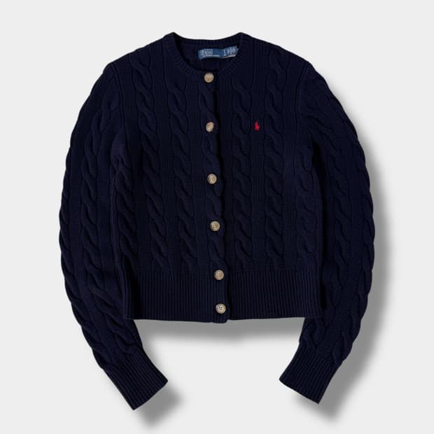 폴로 랄프로렌 최신형 QR라벨 캐시미어 울 케이블 니트 가디건 