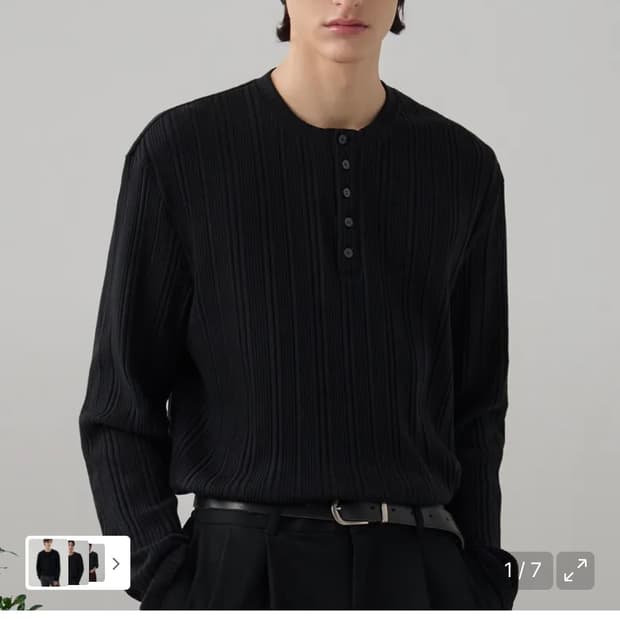 (XL) 드로우핏 리브드 헨리넥 티셔츠 [BLACK] 판매