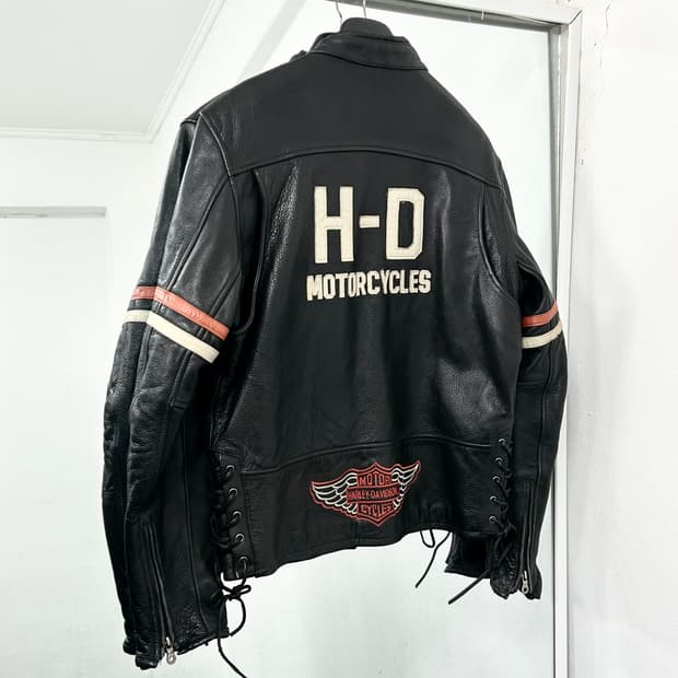 할리데이비슨 엠브로이더리 소가죽 라이더 자켓