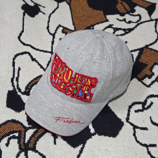후부 그레이 코튼 힙합 자수 볼캡