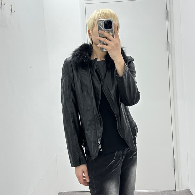 Drap Fur Trimming Sheepskin Leather Jack