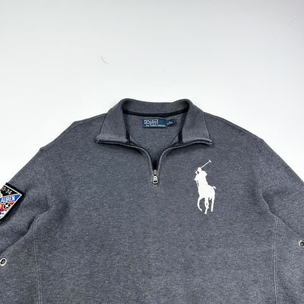 폴로 랄프로렌 포니 스키 차콜 반집업 니트 (실측 L)