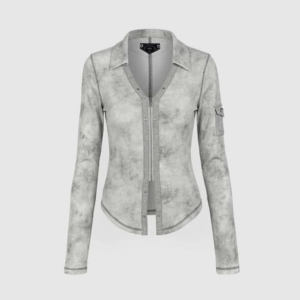 배드블러드Viper Cotton Rib VNeck Collared 집업