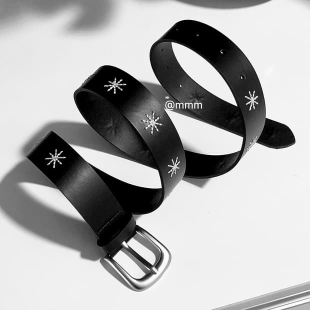 [Unisex] 플라워 자수 가죽 벨트