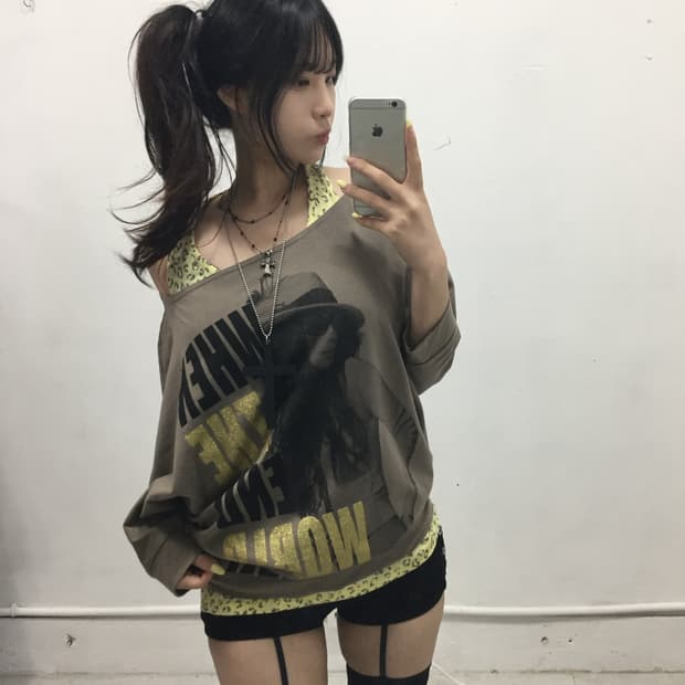 [SOHT GAL] y2k 오네갸루 레오파드 코디셋