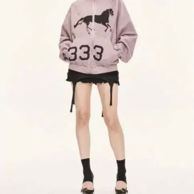 쓰리타임즈 미드나잇 스터드 후디 후드집업 퍼플