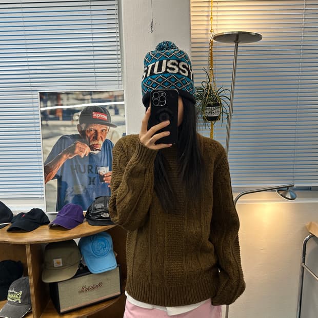 토마스모어 케이블 니트 오크브라운 L