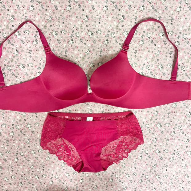 핫핑크 섹시 레이스망사 여성 속옷 세트/무봉제