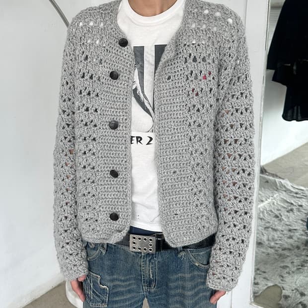 키코 크로셰 니트 가디건