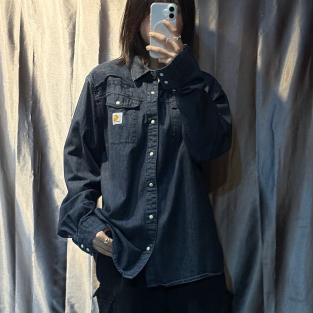 L Carhartt 칼하트 투포켓 다크네이비 셔츠