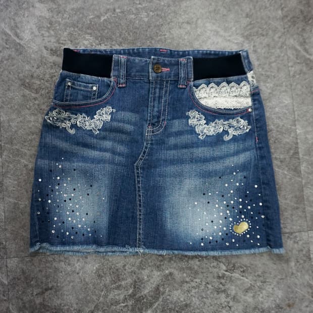 &Love Lace Denim Skirt