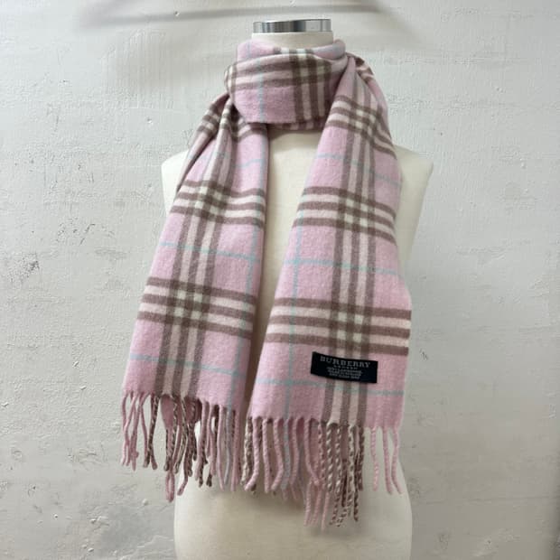 극희귀 VintageBurberry 버버리 램스울 노바체크 핑크 머플러