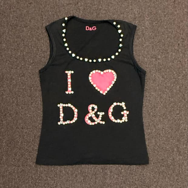 OS)D&G 레터링 포인트 빈티지 Y2K 나시
