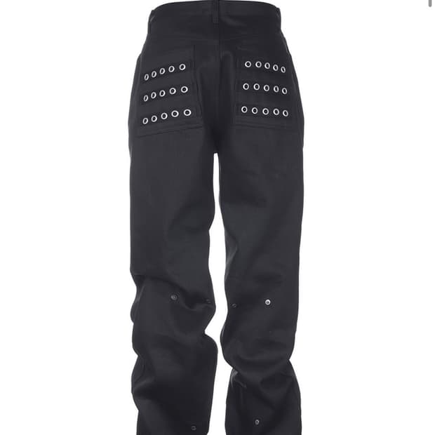 Eyelet Button Black Jeans