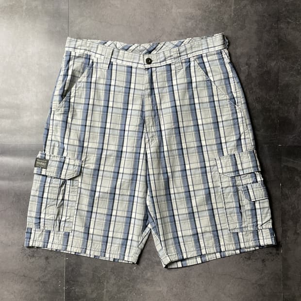 WRANGLER 랭글러 라이트그린 체크 카고 하프팬츠 A01273