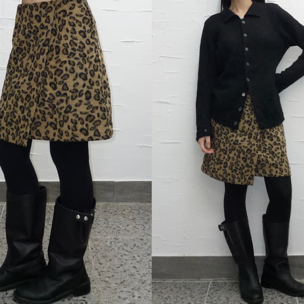 Back zipped leopard skirt