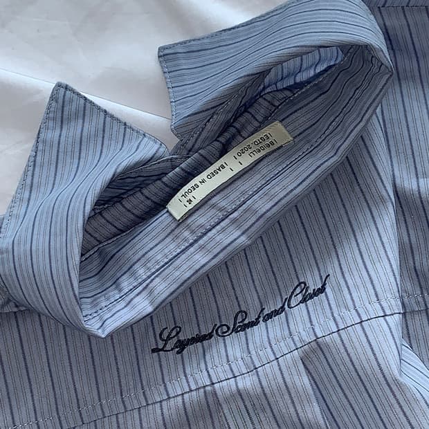 베이델리 스트라이프 레터링 오버핏 셔츠