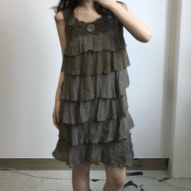 빈티지 꽃 자수 캉캉 원피스