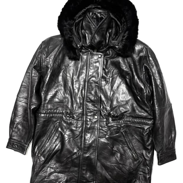 퍼 후디드 레더 자켓