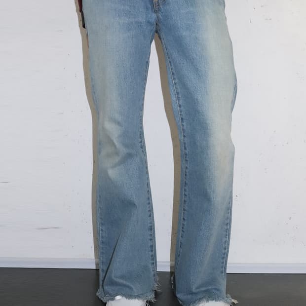 히스테릭 글래머 더 슈퍼 히스 프린티드 부츠컷 데님 팬츠