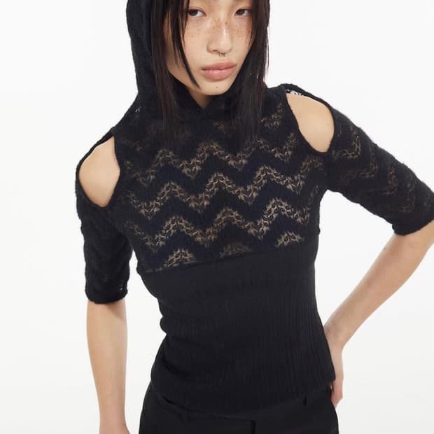Kyo Knit cut-out hoody tee