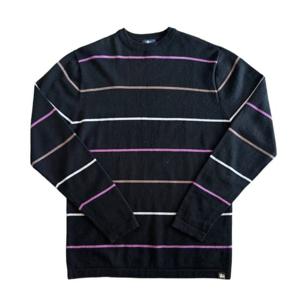 90-00s Stussy striped wool sweater