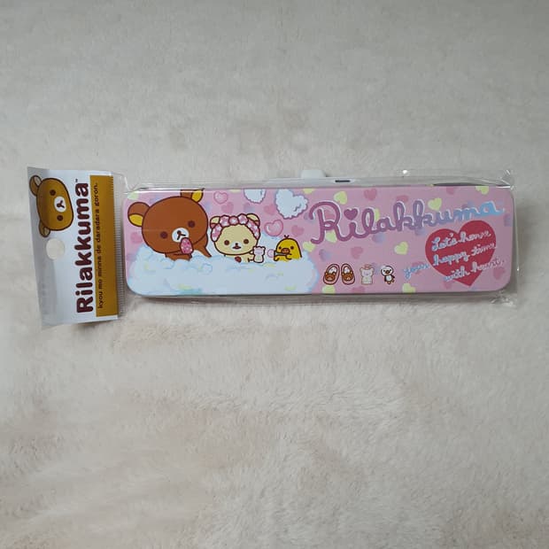 미개봉 고전 리락쿠마 코리락쿠마 필통 틴 철제 케이스 파우치 산엑스 다꾸