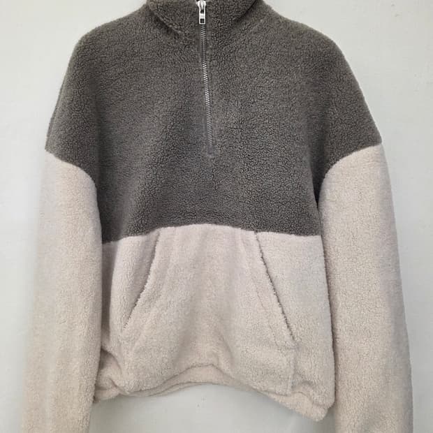 자라 뽀글이 하프 집업