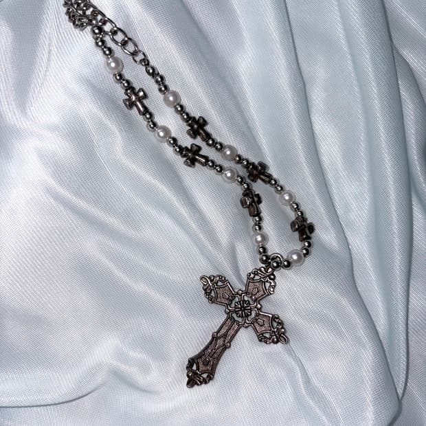 십자가 진주 크로스 목걸이