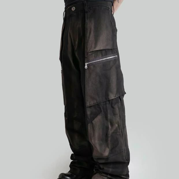 SUNBLEACHED MULTI POCKET TROUSERS