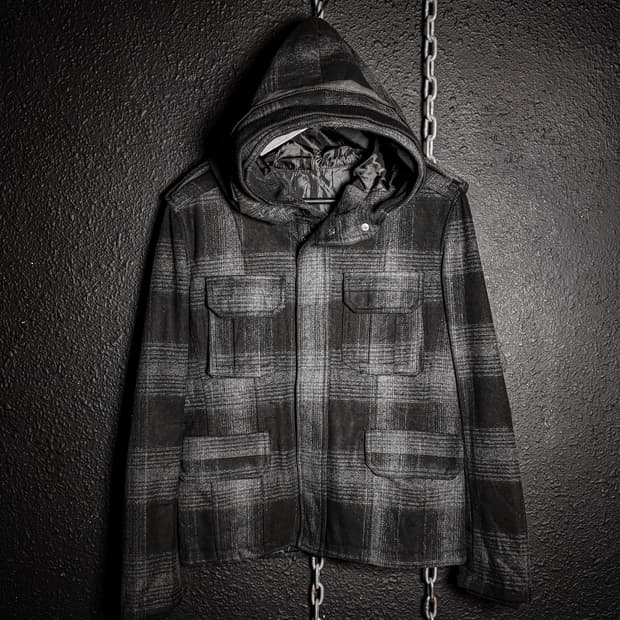 EVOLUTION – Gray Check Hooded Jacket